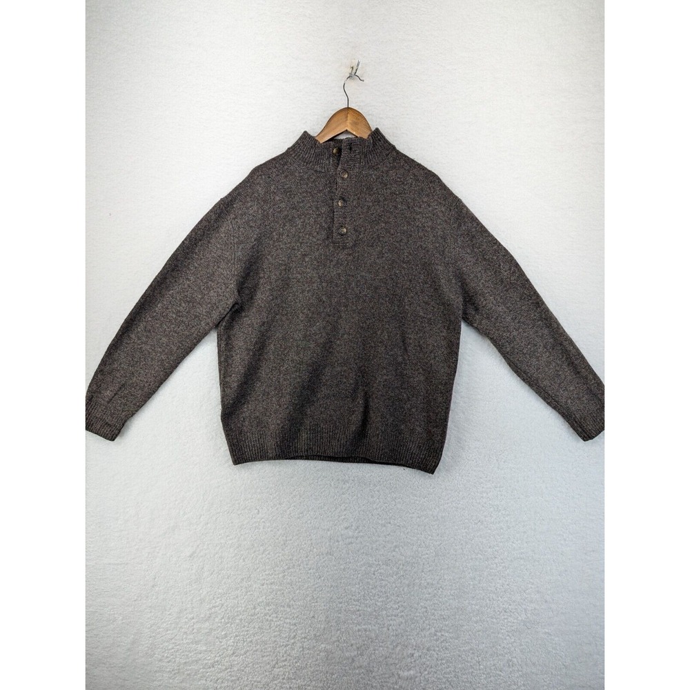 Enzo Mantovani Men's Brown‎ 100% Wool Mock-Neck Long Sleeve Sweater L